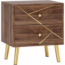 Apportez élégance à votre chambre avec la table de chevet HOMCOM. Dotée de lignes en acier doré et de pieds en ton or, elle c ...