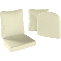 Lot de 2 coussins galettes assise dossier de chaises fauteuils de jardin polyester blanc cassé