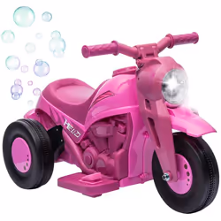 Moto électrique enfants AIYAPLAY 3 roues 6 V 3 km/h avec fonction de bulles effets lumineux et sonores 2 à 5 ans rose