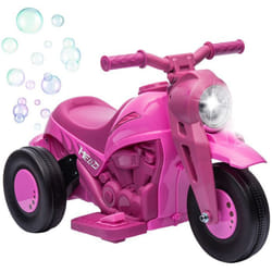 Moto électrique enfants AIYAPLAY 3 roues 6 V 3 km/h avec fonction de bulles effets lumineux et sonores 2 à 5 ans rose