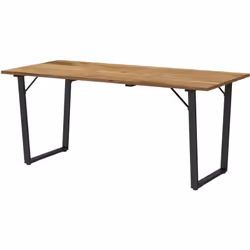 Découvrez la table de jardin avec trou de parasol Outsunny, pour six convives. Plateau en sapin, structure en acier, elle inc ...