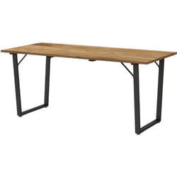 Outsunny - Table à manger de jardin 6 personnes espace parasol acier époxy noir plateau à lattes bois pré-huilé