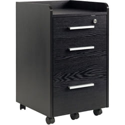 Homcom - Caisson de bureau rangement bureau sur roulettes 3 tiroirs 1 verrouillable 1 trieur dossiers effet bois noir