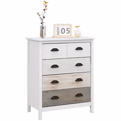 Commode 5 tiroirs - HOMCOM - meuble de rangement - poignées - 70 x 38 x 85 cm - blanc
