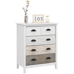 Commode 5 tiroirs - HOMCOM - meuble de rangement - poignées - 70 x 38 x 85 cm - blanc