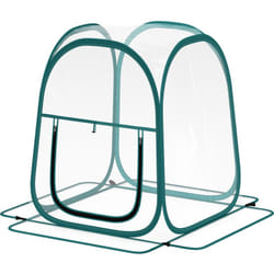 Outsunny - Mini serre de jardin pop up avec sac de transport - porte zippée enroulable - dim. 70 x 70 x 80 cm - pvc transparent vert
