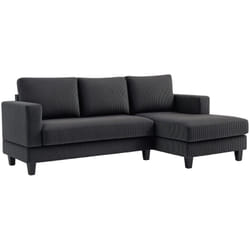 Homcom - Canapé d'angle 3 places en velours côtelé dim. 214 x 134 cm gris
