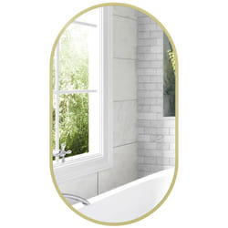 Miroir ovale - HOMCOM - cadre en aluminium - style minimaliste - montage vertical ou horizontal - 40 x 70 cm - doré