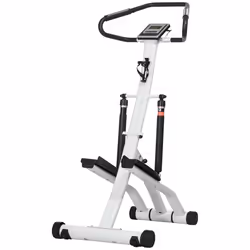 Stepper - SPORTNOW - avec guidon - résistance réglables - écran LCD 2 roues et pédales antidérapantes - blanc et noir