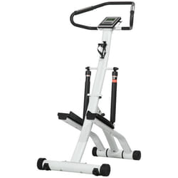 Stepper  - SPORTNOW - avec guidon - résistance réglables - écran LCD 2 roues et pédales antidérapantes - blanc et noir