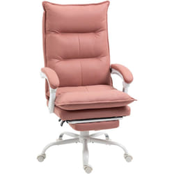 Fauteuil de bureau massant chauffant inclinable réglable repose-pieds rétractable microfibre rose