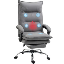 Fauteuil de bureau - Vinsetto - massant et chauffant - hauteur réglable dossier inclinable - microfibre - 66x74x1215cm - gris