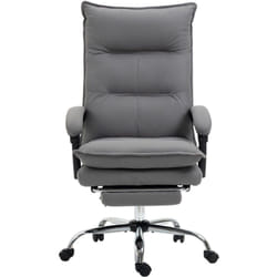 Vinsetto - Fauteuil de bureau massant chauffant inclinable réglable repose-pieds rétractable microfibre gris