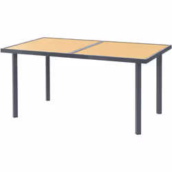 Découvrez la table de jardin Outsunny, idéale pour six personnes, avec un plateau en acier galvanisé effet bois et un cadre r ...