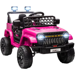 Voiture électrique enfant 4x4 12V 2 moteurs - 3-5Km/h - port usb effets sonores lumineux télécommande - rose