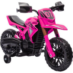Moto Cross électrique enfant 6 v 2 moteurs effets sonores max. 3 Km/h 30 Kg avec stabilisateurs rose