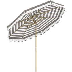 Outsunny - Parasol de jardin inclinable octogonal dim.2,7 x 2,4m manivelle métal effet bois tissu upf 50+ gris taupe blanc