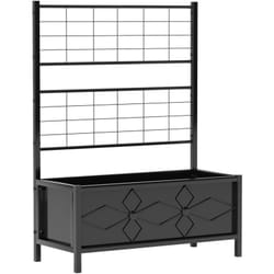 Outsunny - Jardinière treillis sur pied design fleurs - dim. 90 x 40 x 120 cm - acier thermolaqué noir
