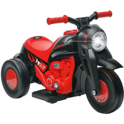 Moto électrique enfant chopper 6V env. 3Km/h 3 roues effets lumineux sonores fonction bulles rouge noir