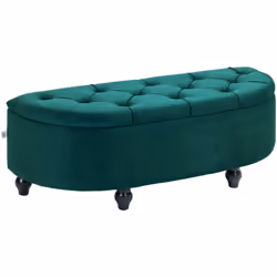 L'élégance est à l'honneur avec ce magnifique pouf coffre capitonné. Avec ses pieds travaillés en bois d'hévéa noir et son re ...