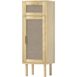 Homcom - Meuble salle de bain style bohème - tiroir, placard, étagères - effet rotin bois