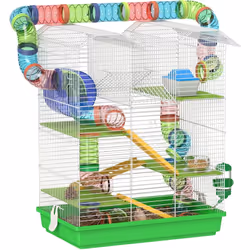 Cette superbe cage pour hamsters, souris ou autres petits rongeurs offrira un habitat et espace de jeu idéal pour votre ou vo ...