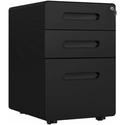 Caisson mobile 3 tiroirs - caisson bureau mobile verrouillable - acier laminé à froid noir