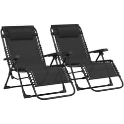 Lot de 2 chaises longues pliables zéro gravité coussin tétière amovible métal époxy textilène noir