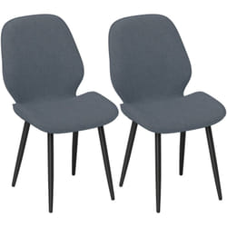Homcom - Lot de 2 chaises de salon design assise dossier enveloppant piètement acier noir tissu effet lin gris