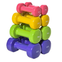 Homcom - Ensemble d'haltères hexagonales total 20 Kg 8 pièces 1-4 Kg acier pu multicolore