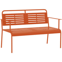 Outsunny - Banc de jardin 2 places design rétro acier assise dossier ajourés dim. 121 x 64 x 84 cm terre battue