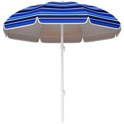 Outsunny - Parasol de plage inclinable rond dia. 1,8 m UPF50+ sac de transport inclus bleu blanc rayé