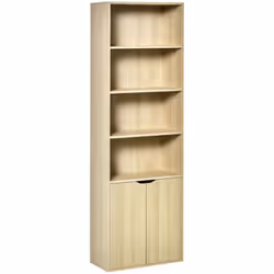 Bibliothèque HOMCOM avec 3 étagères spacieuses et un placard pour un rangement discret. Structure en panneau de particules ro ...