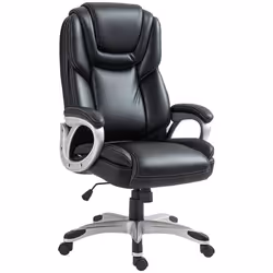 Chaise de bureau - HOMCOM - avec fonction bascule dossier haut roulettes pivotantes 360° hauteur réglable - noir