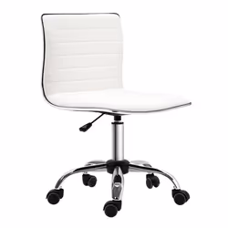 Chaise de bureau - HOMCOM - à roulettes - pivotante - hauteur réglable - polyuréthane - 48 x 52 x 78-90 cm - blanc