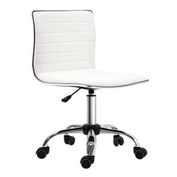 Chaise de bureau - HOMCOM - à roulettes - pivotante - hauteur réglable - polyuréthane - 48 x 52 x 78-90 cm - blanc