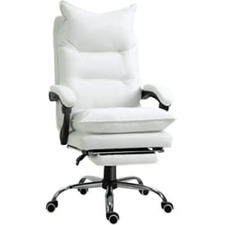 Fauteuil de bureau direction hauteur réglable dossier inclinable repose-pied intégré revêtement synthétique blanc