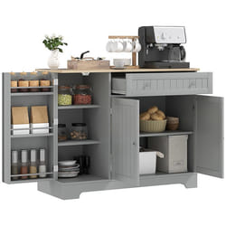 Buffet cuisine - HOMCOM - 2 placards tiroir étagères de porte et étagère réglable - MDF - 105x40x83cm - gris