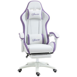 Chaise gaming - Vinsetto - ergonomique avec dossier inclinable à 135° - et soutien lombaire appui-tête repose-pieds - blanc