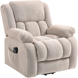 Homcom - Fauteuil releveur massant chauffant grand confort - inclinable, repose-pieds rétractable - tissu toucher flanelle beige