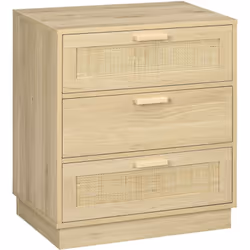 Recherchez des solutions de rangement pour votre chambre ? La commode HOMCOM avec 3 tiroirs en mélamine de bois offre espace  ...