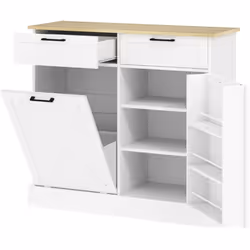 Explorez le buffet de cuisine HOMCOM, alliant style rustique et praticité avec un compartiment caché pour poubelle, étagères ...