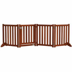 Cette barrière de sécurité pour chien PawHut avec quatre panneaux modulables, idéales pour différents espaces. Système de pli ...