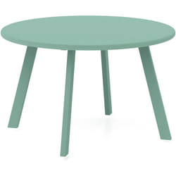 Table basse de jardin d'appoint style nordique Ø 70 x 42H cm métal époxy vert d'eau