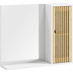 Homcom - Miroir étagère style cosy - armoire miroir salle de bain 1 porte - bambou blanc