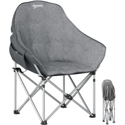 Chaise de camping pliante rembourrée revêtement toucher daim grand confort rangements sac inclus gris