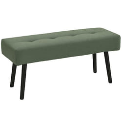 Bout de lit - HOMCOM - rembourré - en velours côtelé et pieds en acier noir - charge 220 Kg - 100 x 36 x 45 cm - vert