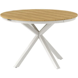 Outsunny - Table de jardin ronde 4 personnes dia. 118 cm piètement alu plateau lattes effet bois teck blanc
