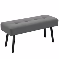 Bout de lit - HOMCOM - rembourré - en velours côtelé et pieds en acier noir - charge 220 Kg - 100 x 36 x 45 cm - gris