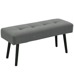 Bout de lit - HOMCOM - rembourré - en velours côtelé et pieds en acier noir - charge 220 Kg - 100 x 36 x 45 cm - gris